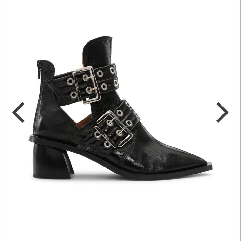 GANNI Chunky Buckle Open Cut Boots - 37 - Never Worn w/ Box